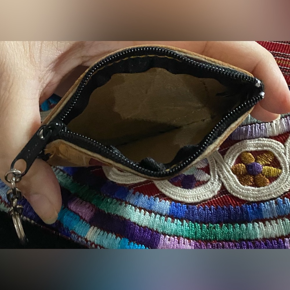 New Handmade Guatemalan Pouch/Cosmetic Bag & Leather Coin Purse Bundle - Picture 4 of 4